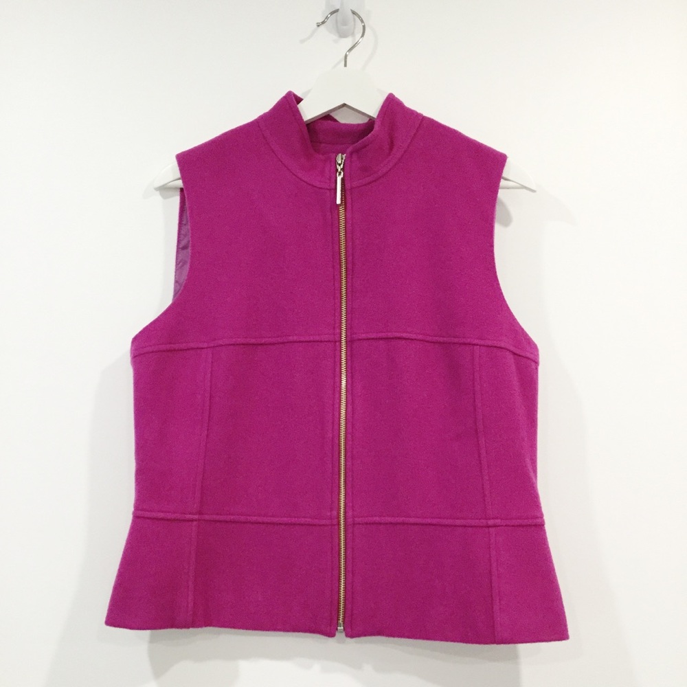 LOUBEN Fuchsia Hot Pink Soft Wool and Cashmere Women's Vest Sz 12 MADE IN CANADA